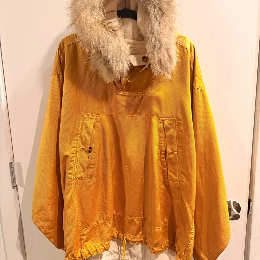 Women's Golden Fur-Trimmed Ski Jacket